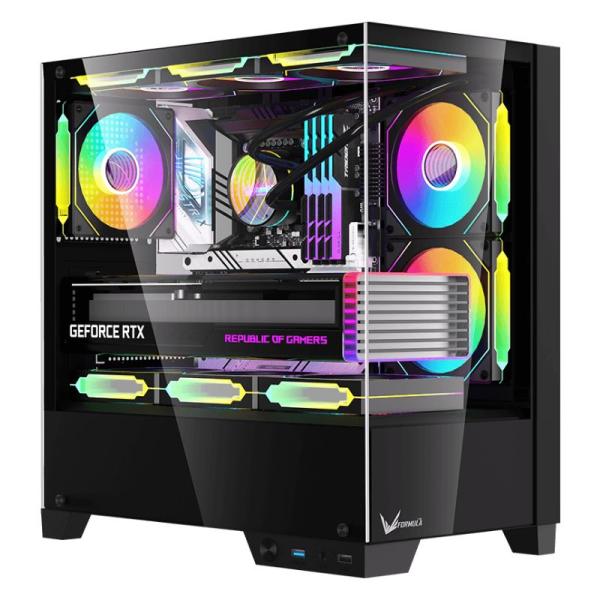 Gabinete para PC Formula V Line Crystal Z1M Plus AR Mini Tower Vidrio Templado 3 Ventiladores ARGB