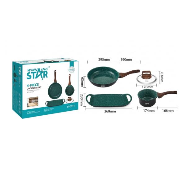 Set de Ollas WINNINGSTAR ST-5214 4 Piezas Antiadherente Aluminio Fundido