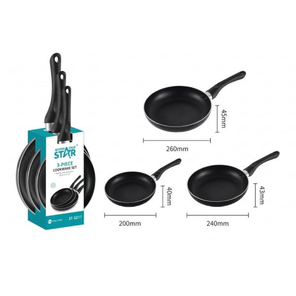 Set de Sartenes WINNINGSTAR ST-5217 3 Piezas Antiadherente Aluminio
