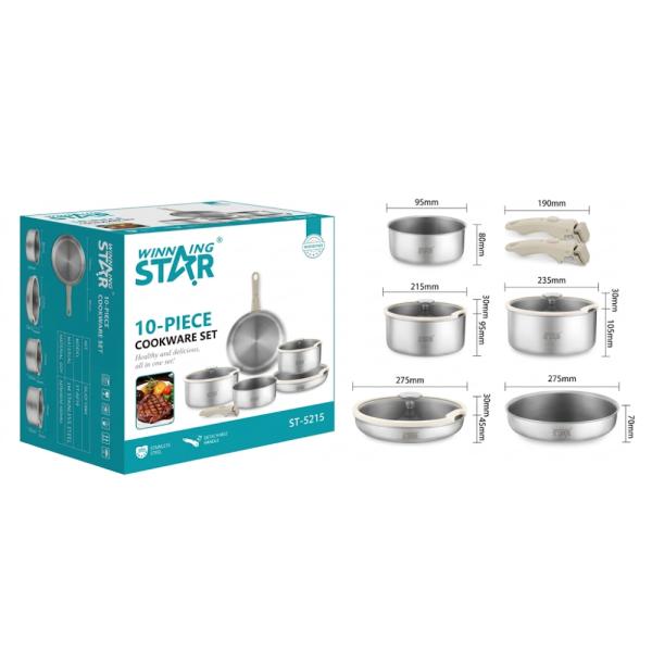 Set de Ollas WINNINGSTAR ST-5215 6 Piezas Aleación de Aluminio y Acero