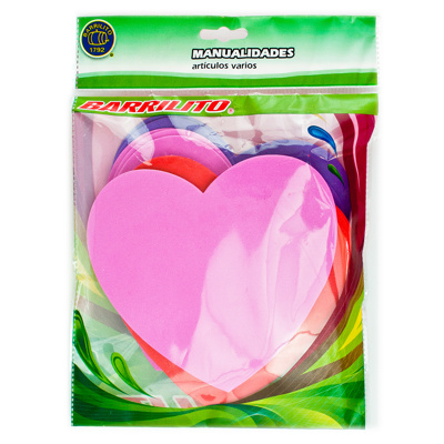 Calcomanías Barrilito FS006 Foamy Corazones con Pegamento 15x14cm 10 Piezas