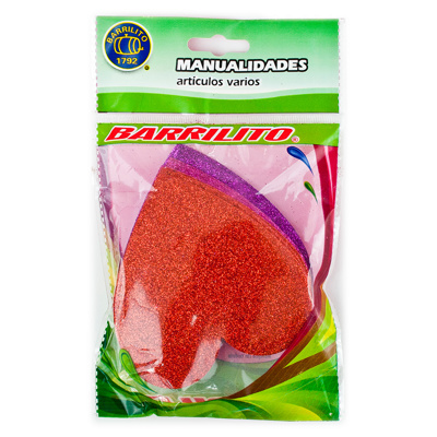 Calcomanías Barrilito FS004 Foamy Corazones 3 Colores con Pegamento 9.6cm 10 Piezas