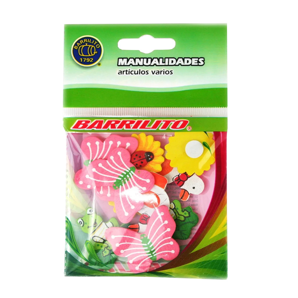 Calcomanías Barrilito WS004 Madera Flores/Insectos 10 Piezas