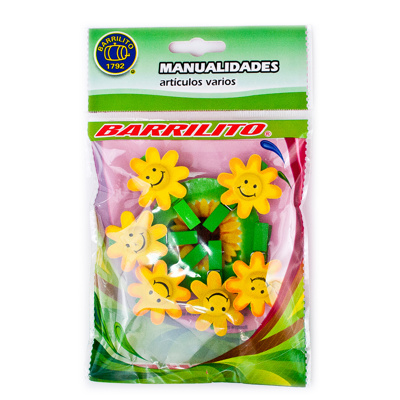 Clips Decorativos Barrilito WCLP10A Madera Flores Amarillo 6 Piezas
