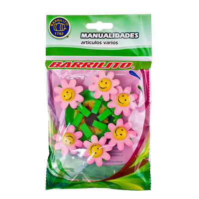 Clips Decorativos Barrilito WCLP10P Madera Flores Rosa 6 Piezas