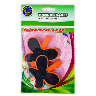 Clips Decorativos Barrilito WCLP14 Madera Mariposas 2 Piezas