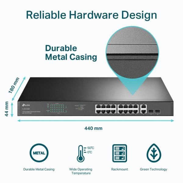 Switch TP-Link TL-SG1218MP 18 Puertos Gigabit POE+ Administrable