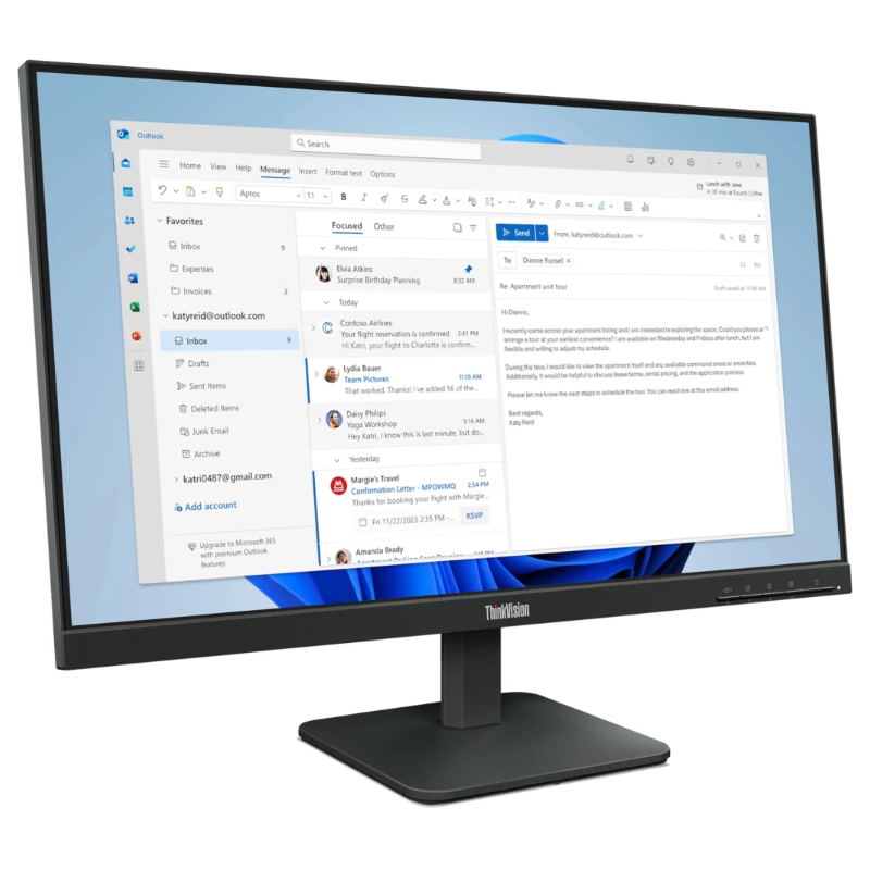 Lenovo ThinkVision S24-4e - WLED - 23.8" - FHD (1920x1080) - IPS - VGA / HDMI - Raven Black -3-year warranty