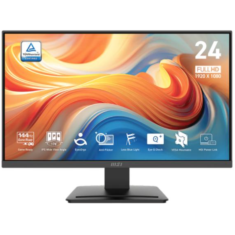 MONITOR GAMING MSI PRO MP243L E14 23.8 PULG PLANO 1920 X 1080 144HZ ANTI-GLARE HDMI Y D-SUB 9S6-3PE1CH-005 NEGRO