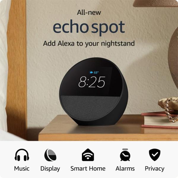 Amazon Echo Spot Alexa Despertador Inteligente Carbón