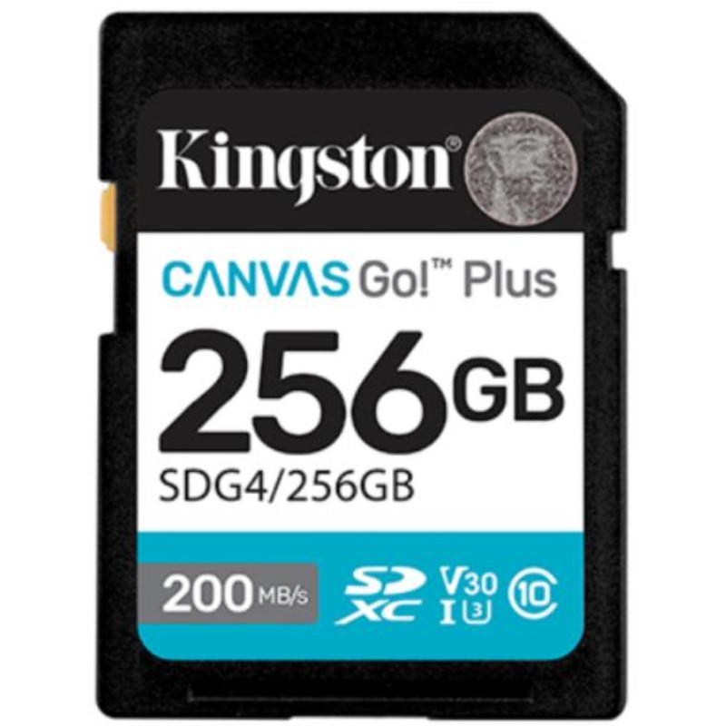 MEMORIA SDXC 256GB KINGSTON CANVAS GO PLUS GEN 4 200 MB/S PARA CÁMARAS Y VIDEO 4K SDG4/256GB