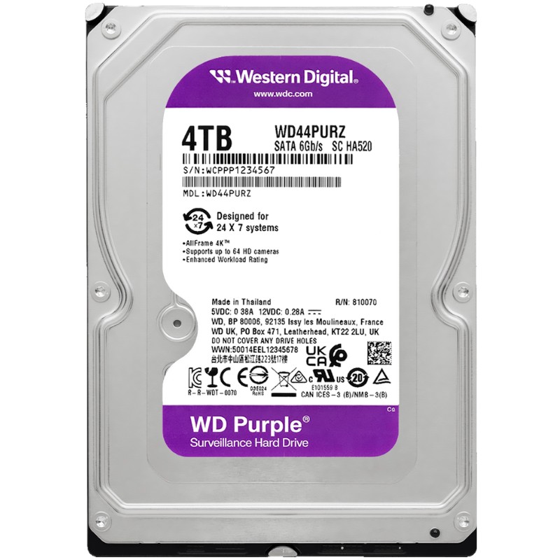 Disco Duro Western Digital Purple 4 TB 3.5″ 5400rpm SATA