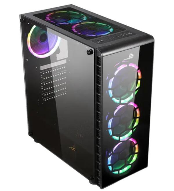 Gabinete PC X-LION KN-810 Gaming Mid Tower Vidrio Templado RGB