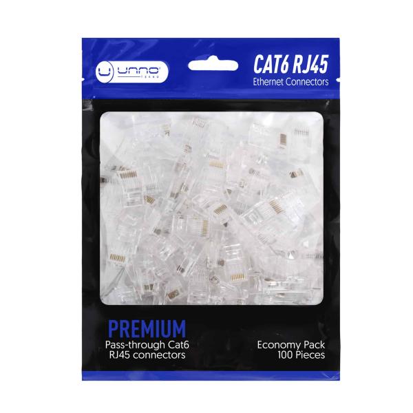 Conector RJ45 Unno AD3099WT Cat6 Pass Through 100 Unidades