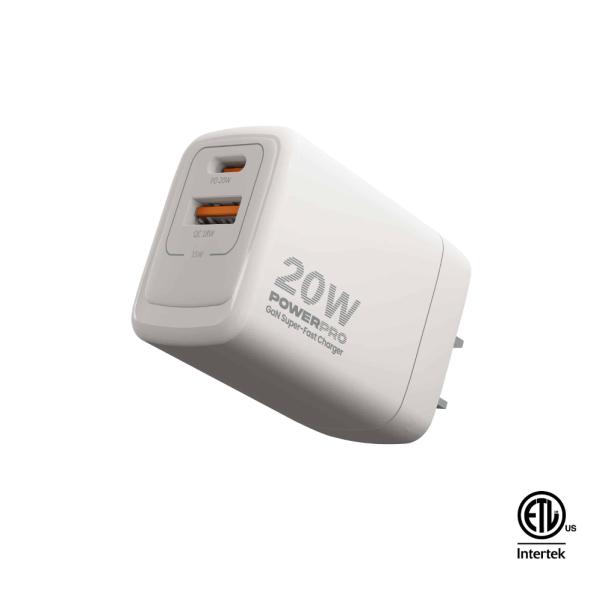 Cargador de Pared Unno PowerPro USB-A + USB-C 20 W GaN