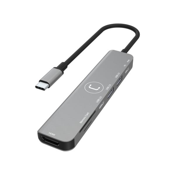 Hub USB-C Unno Tekno 7 en 1 HDMI USB SD PD