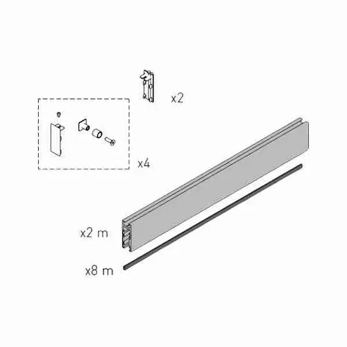 Perfil de Enganche Aluminio PAM16 L=2000mm PM20AC1356N