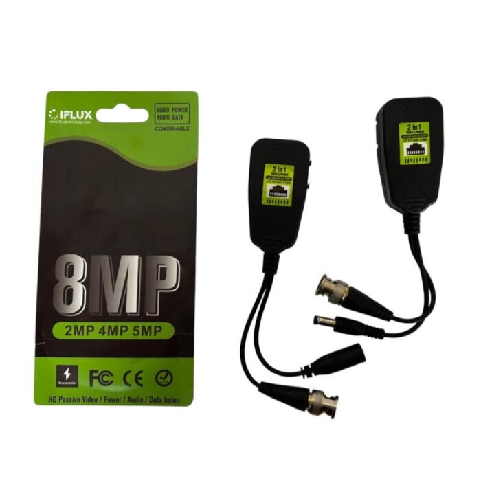 Balun de Video Pareja de Video Baluns 8MP (RJ45) / Soporta HD-TVI / CVI / Cvbs / AHD. Iflux