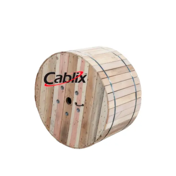 Cable de fibra Asu, 6 hilos span 100m, G652D Monomodo, Diametro 6.5mm, Carrete 4km