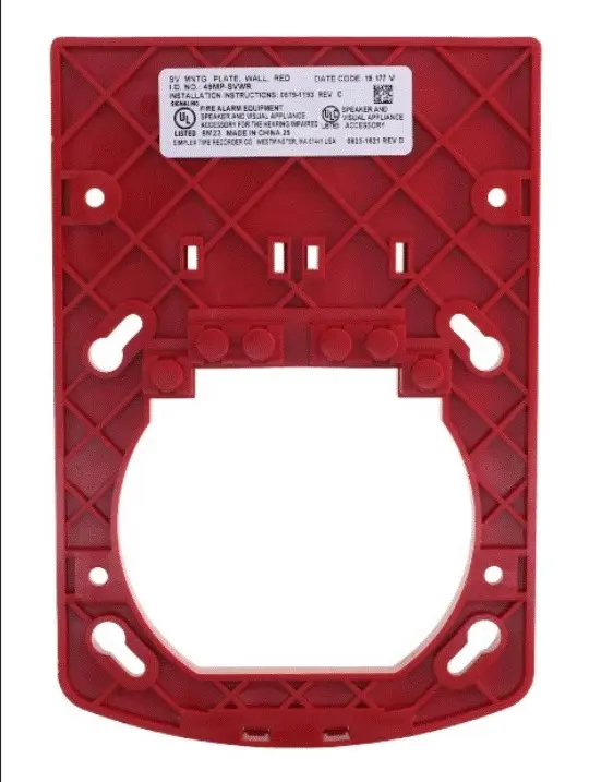 Placa posterior de montaje de pared, roja, para parlantes Direccionables con estrobo. Simplex