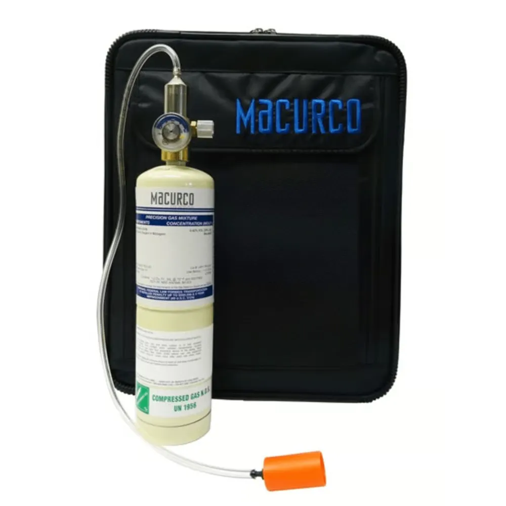 CO, LEL, O2, Refrigerante, Kit de calibración.  Se utiliza con Macurco CM-6, CM-12, GD-6, GD-12, OX-6, OX-12, RD-VRF y AireShield.