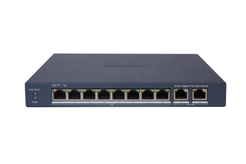 Switch Gigabit PoE+ Administrable 8+2 Puertos Extendido 300 m · Hik-PartnerPro · 60 W