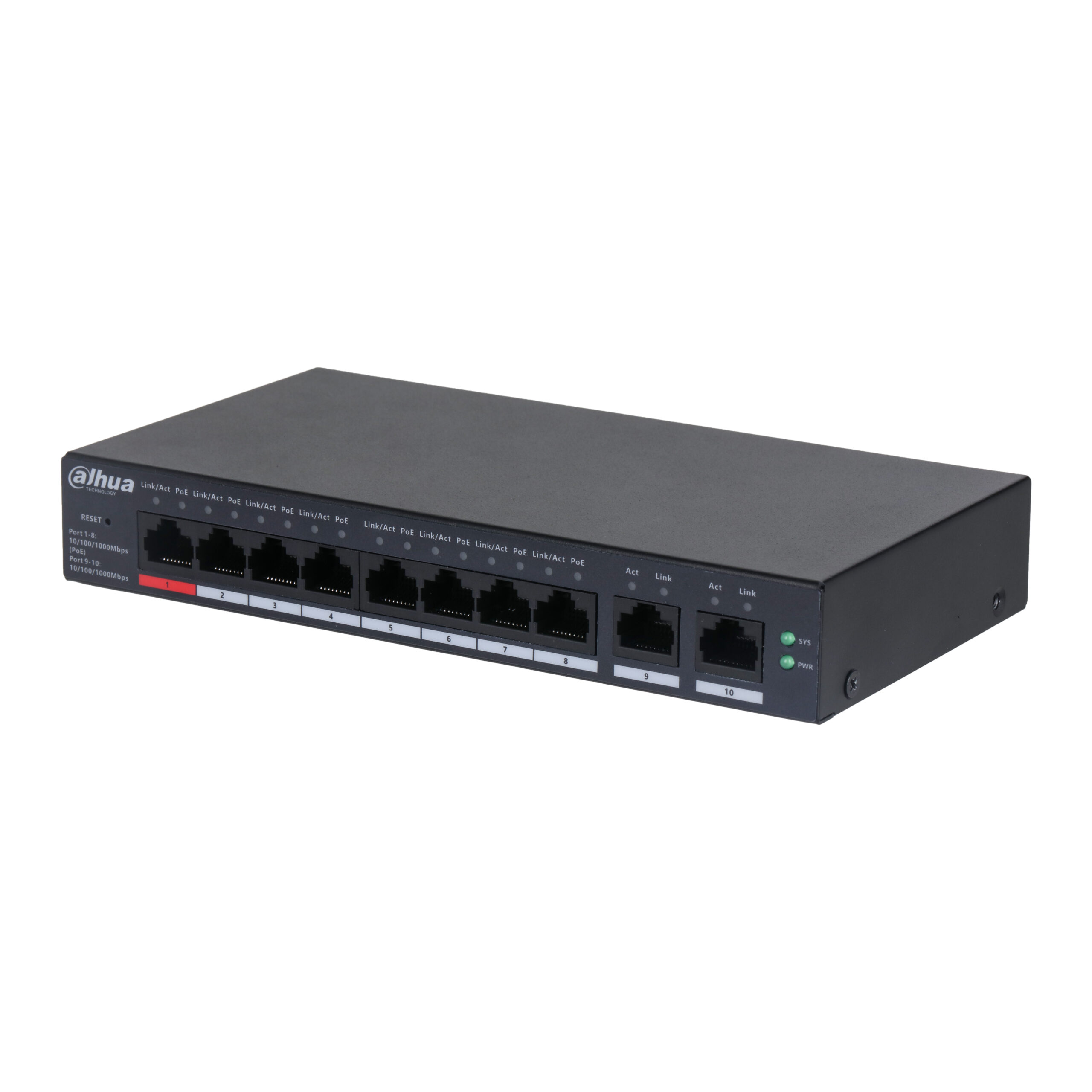 SWITCH CLOUD DAHUA 8 POE GIGA +2 RJ45 UPLINK 110W  CS4010-8GT-110
