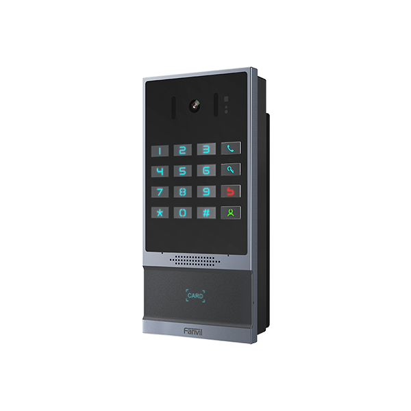 VIDEOPORTERO FANVIL SIP TECLADO NÚMERICO ILUMINADO RTSP IK07 IP66 TARJETA IC/ID 2 PUERTAS  I64