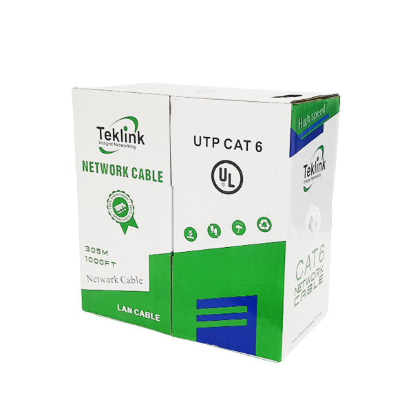 CABLE UTP TEKLINK CAT6 – INTERIOR 24AWG – 305M 100% COBRE – UL & ETL – AZUL