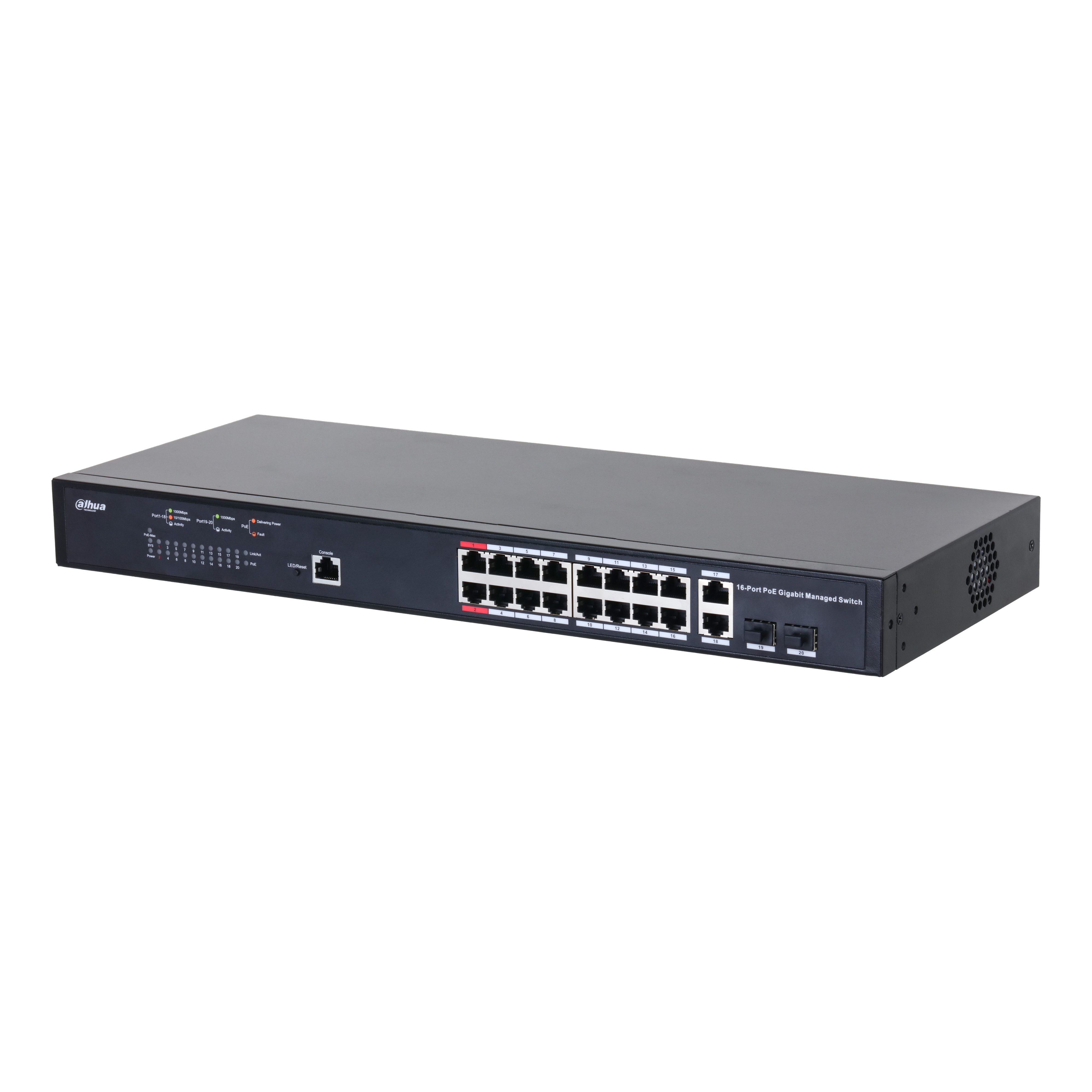 SWITCH DAHUA 18 PUERTOS GIGA POE 230 W ADMINISTRABLE PFS4218-16GT-230