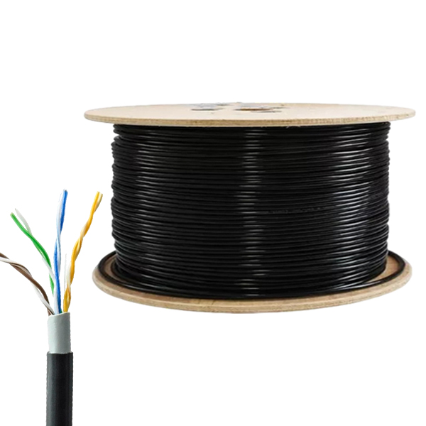 CABLE UTP TEKLINK CAT5E – EXTERIOR – 24 AWG 915 M 100%COBRE DOBLE FORRO NEGRO 3000 FT