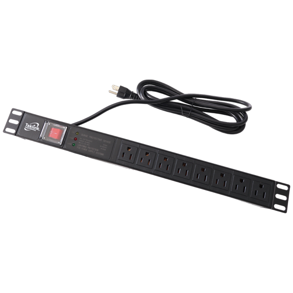 REGLETA RACK 19″ ANCHO 8 TOMAS 15AMP 110V PDU 1 LUZ INDICATIVA DE PROTECCIÓN TEKLINK