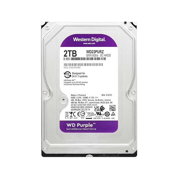 DISCO DURO WESTERN DIGITAL 2TB PURPLE CCTV 3,5″ 6GB WD23PURX