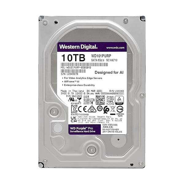 DISCO DURO WESTERN DIGITAL 10TB PURPLE PRO CCTV SATA 3,5″ 6GB   WD101PURP