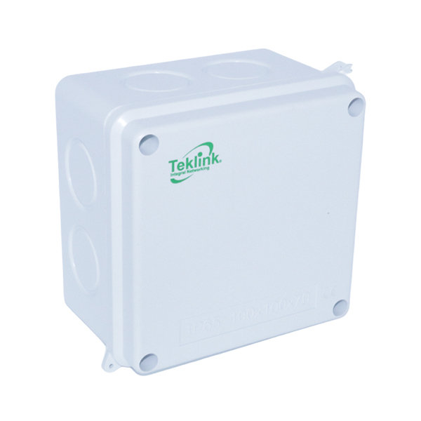 CAJA PLEXO TEKLINK 10X10X7 CM   ABS  GRIS IP65  4 X 4 – IK08  CON CONOS O SIN CONOS CP10105