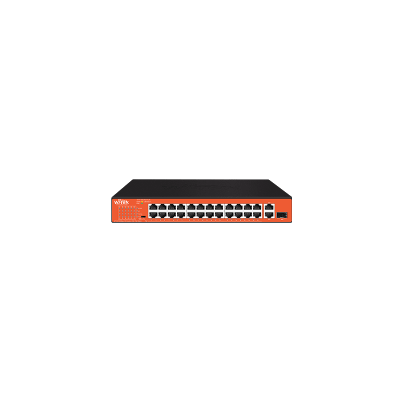 SWITCH WITEK POE 24FE+1G+1COMBO SFP+ 1  1000 MBPS RJ45  WATCHDOG+200W+250M   WI-PS526GH