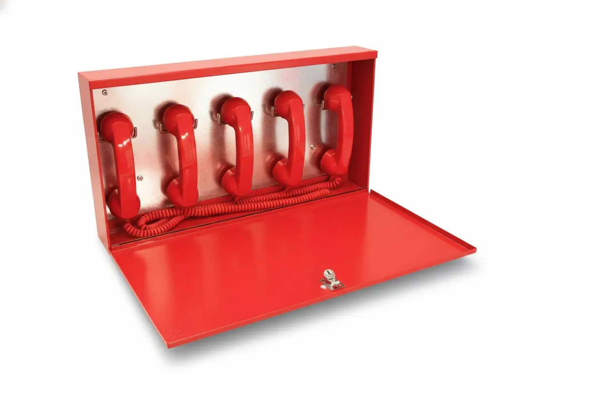 Gabinete para teléfonos portátiles de Bomberos, almacena hasta 5 unidades. Simplex