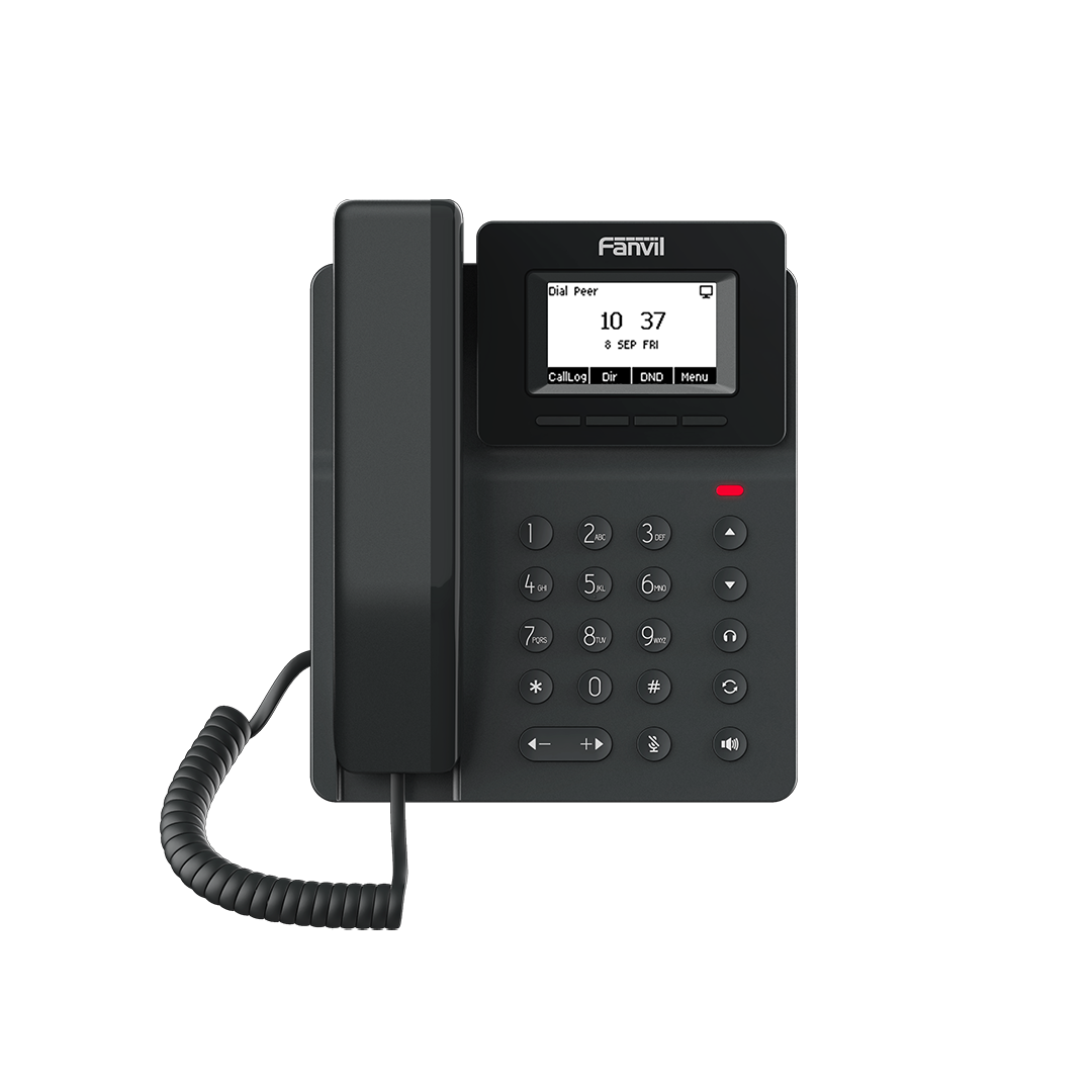 TELEFONO FANVIL CON 2 PUERTOS GIGA, PANTALLA MONOCROMATICA 2.3 PULGADAS, POE V50G