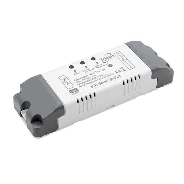 RELE INTELIGENTE WIFI 12-24VDC, 2 CONTACTOS DE SALIDA HASTA 10A TEKLINK TUYA TK-TYWB-2CH