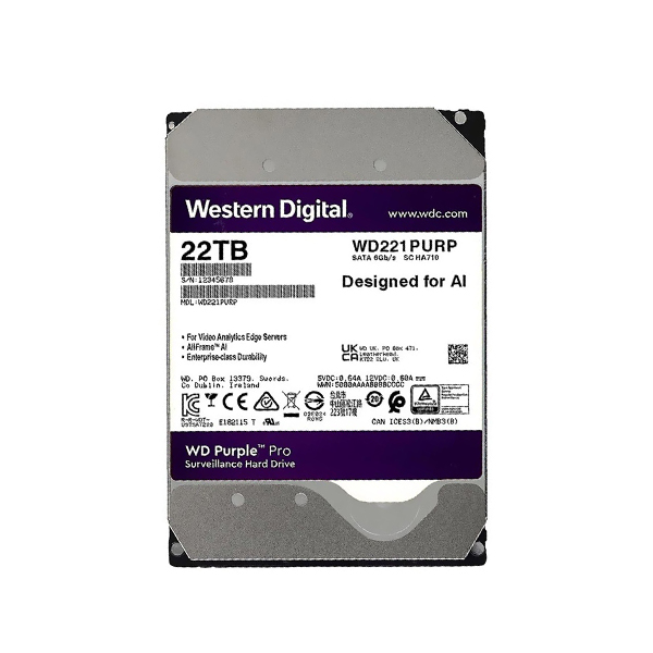 DISCO DURO WESTERN DIGITAL 22TB PURPLE PRO CCTV SATA 3.5″ 6GB WD221PURP