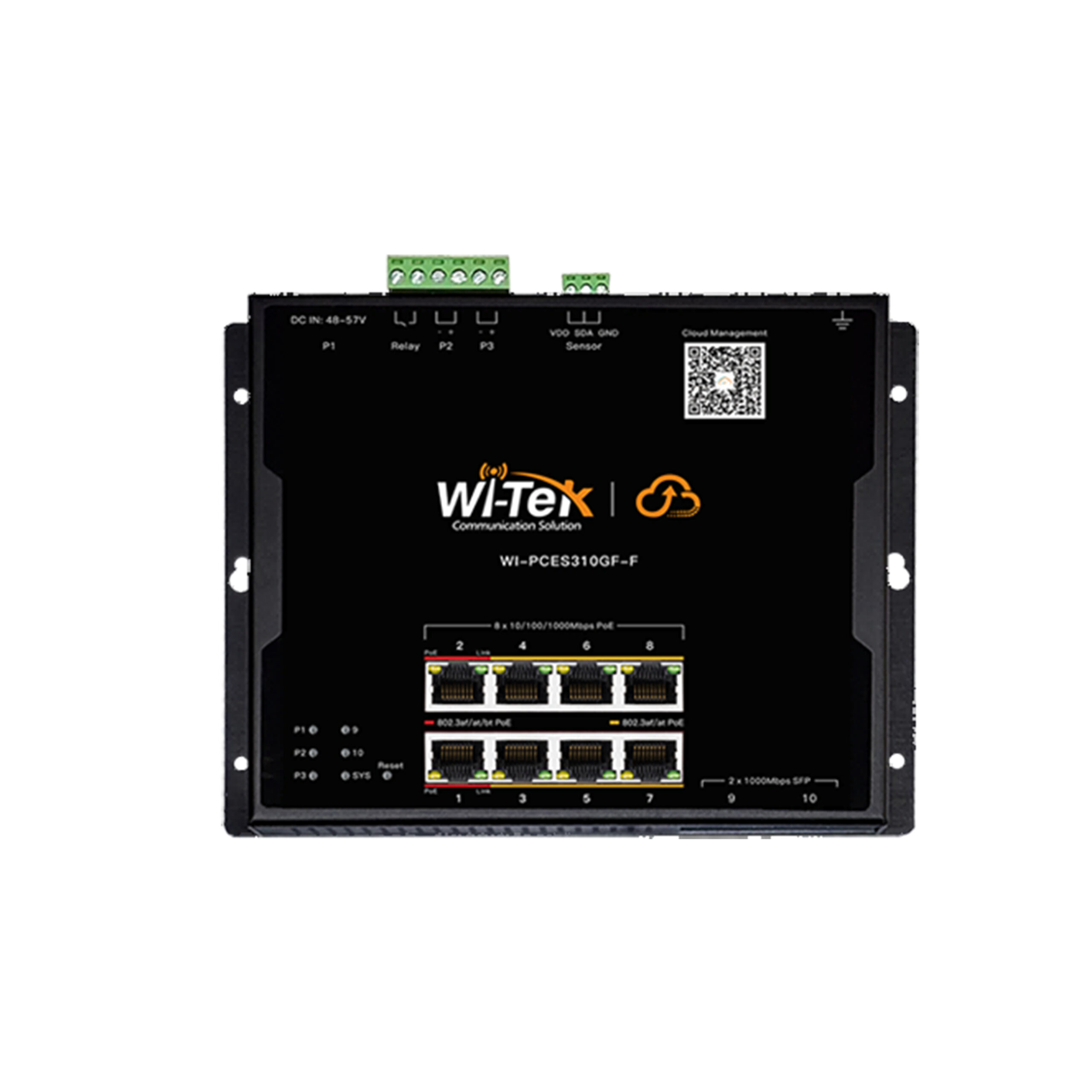 SWITCH WITEK CLOUD ESTILO PLANO 8 RJ45 GIGA 2 SFP ENTRADA 48VDC 145W WI-PCES310GF-F