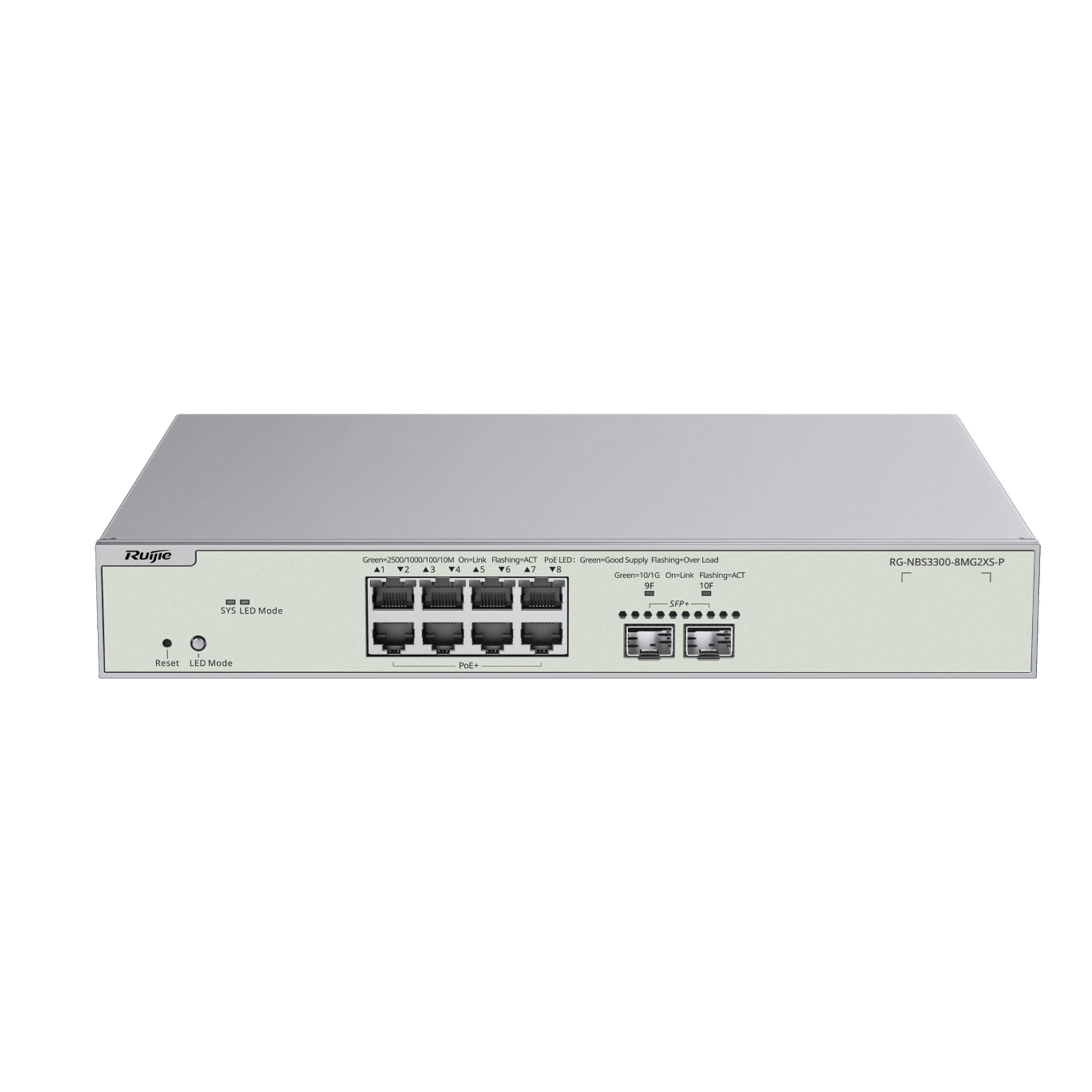 SWITCH CAPA 2 RUIJIE REYEE 8 RJ45 GIGA POE 240W 2 SFP+ RG-NBS3300-8MG2XS-P