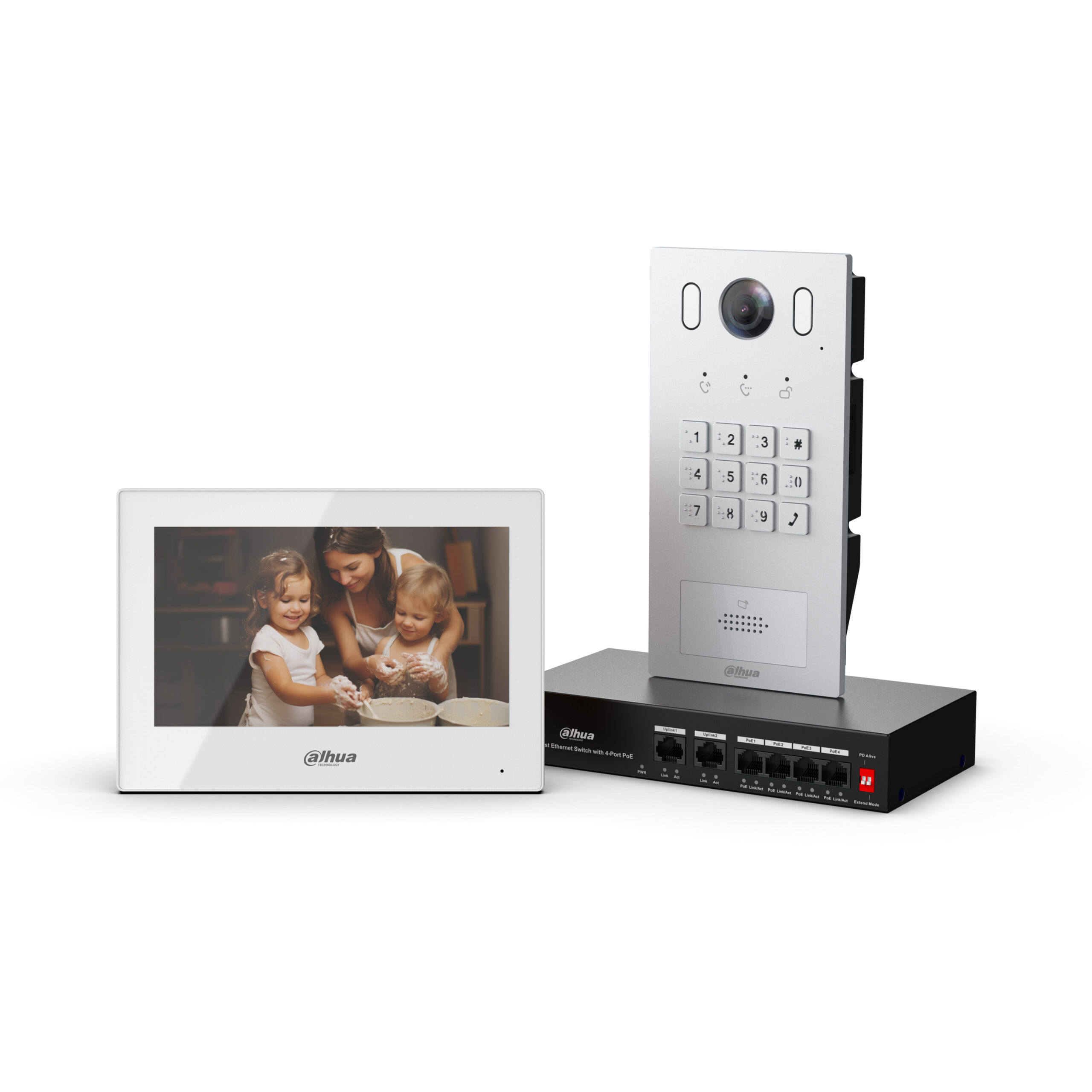 VIDEOPORTERO KIT DAHUA 2MP SOPORTA TARJETA IC TECLADO PARA CONTRASEÑA + SWITCH Y VTH – KTP05(S)