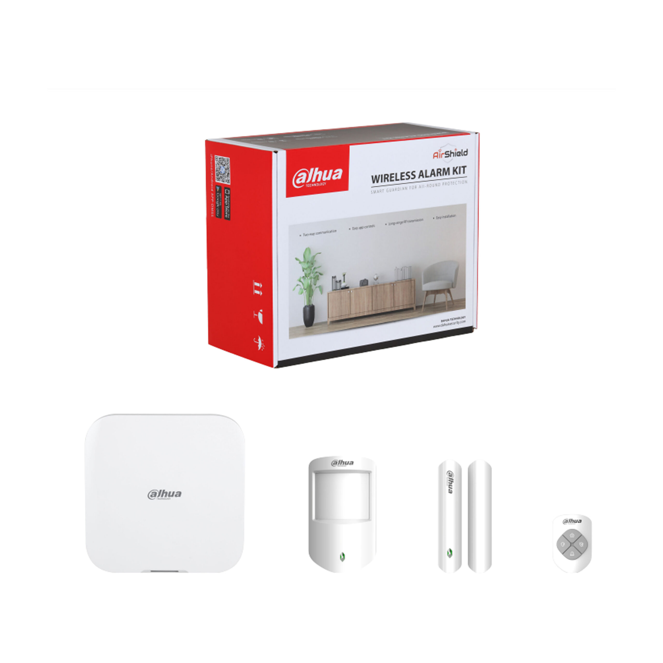 KIT DE ALARMA DAHUA INALAMBRICO WIFI INCLUYE: 1CONTROL-1CONTAC.MAG-1PIR – ART-ARC3800H-03-W2