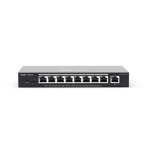 SWITCH RUIJIE-REYEE 9 PUERTOS 8 POE+ 10/100/1000 1UPLINK 120W  CLOUD  RG-ES209GC-P