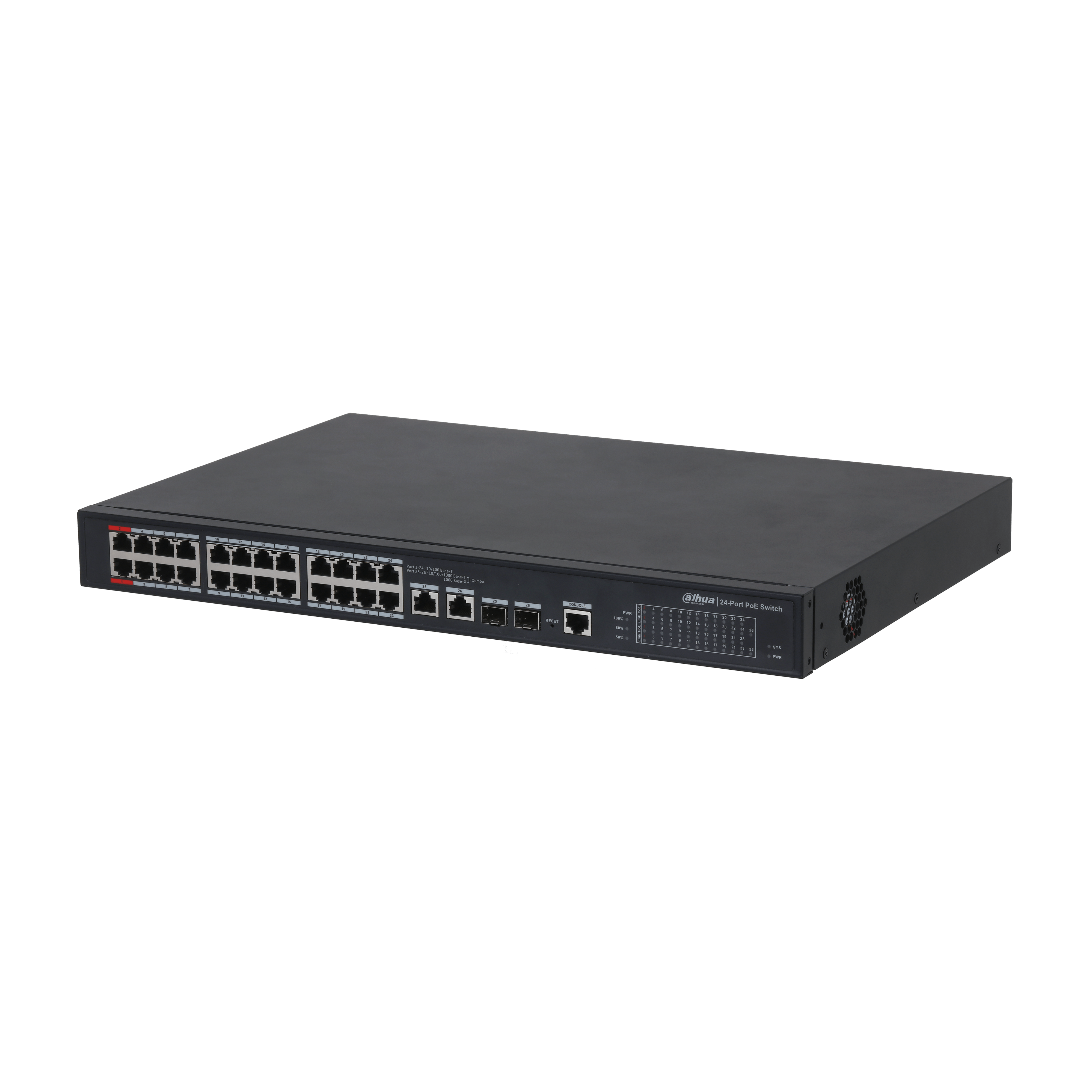 SWITCH DAHUA POE  24 PTO 100  2 PTO 1000 ADMINISTRABLE 240W  PFS4226-24ET-240