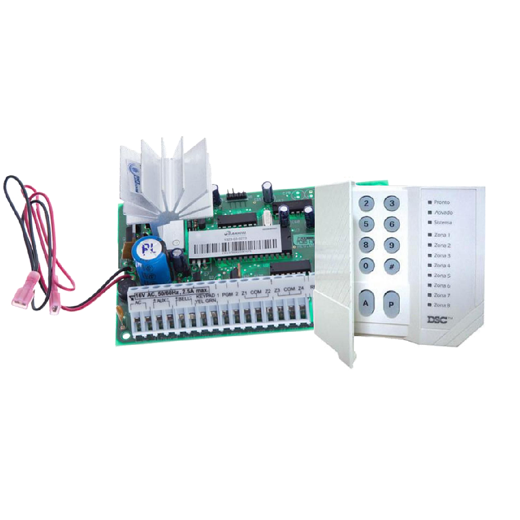 KIT ALARMA DSC HIBRIDO,PANEL 4 ZONAS,TECLADO LED32 ZONAS PC585CLC.V2.4ZD/ PC1555RKZSPA PC585CLCSPA-2