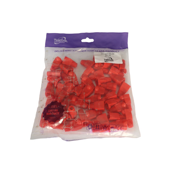 BOTAS PARA PATCH CORD RJ-45 ROJO PAQUETE DE 50 UND. TEKLINK BOT-050-RD