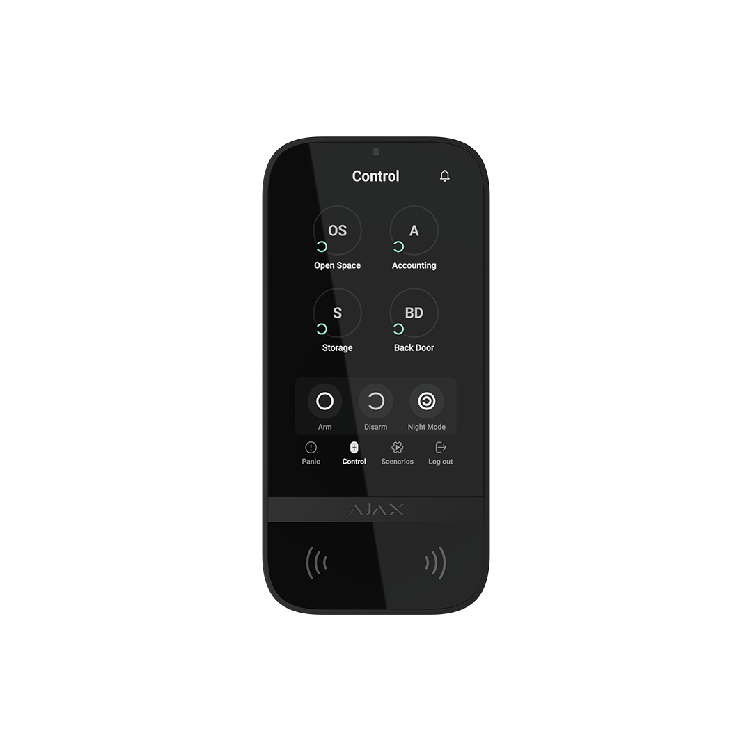 TECLADO TOUCH, AUTENTICACIÓN TARJETAS PASS, TAGS, SMARTHPHONES Y CÓDIGOS, NEGRO AJAX 51905.148.BL3