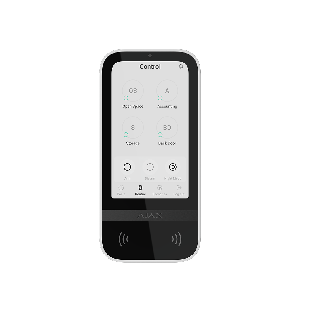 TECLADO TOUCH TARJETAS PASS TAGS BLUETOOTH Y CÓDIGOS BLANCO KEYPAD TOUCHSCREEN AJAX 51906.83.WH3